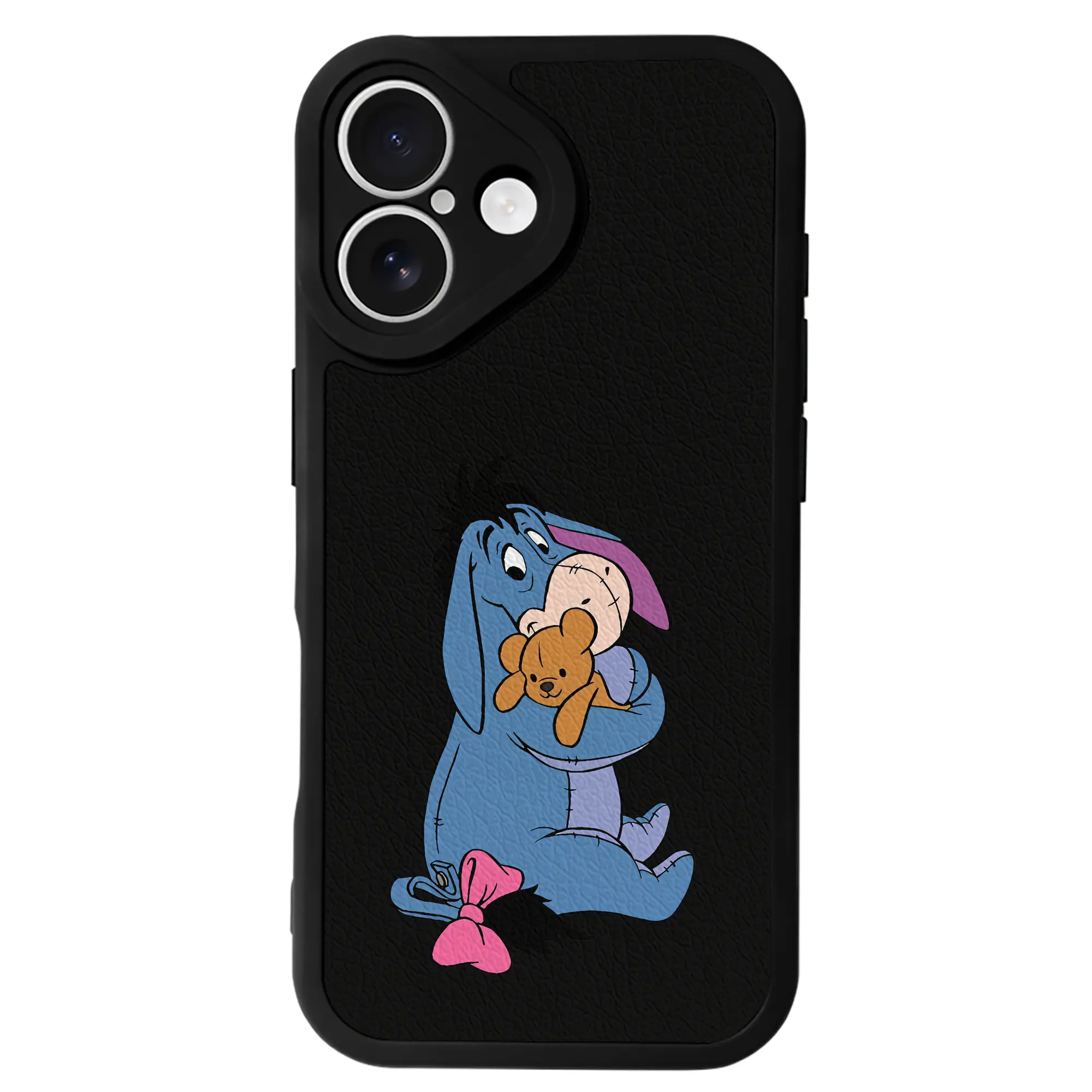 プーさん グッズ イーヨー - IPhone 16シリーズ対応 ・ シリコンスマホケース ・ レザー調 ・ 高精度フィット ・ 耐衝撃 ・ ワイヤレス充電対応 ・ 精密カット